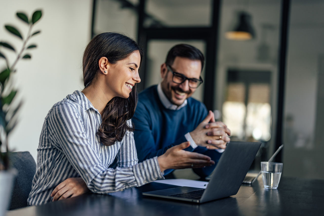 Berater und Kunde vor dem Laptop