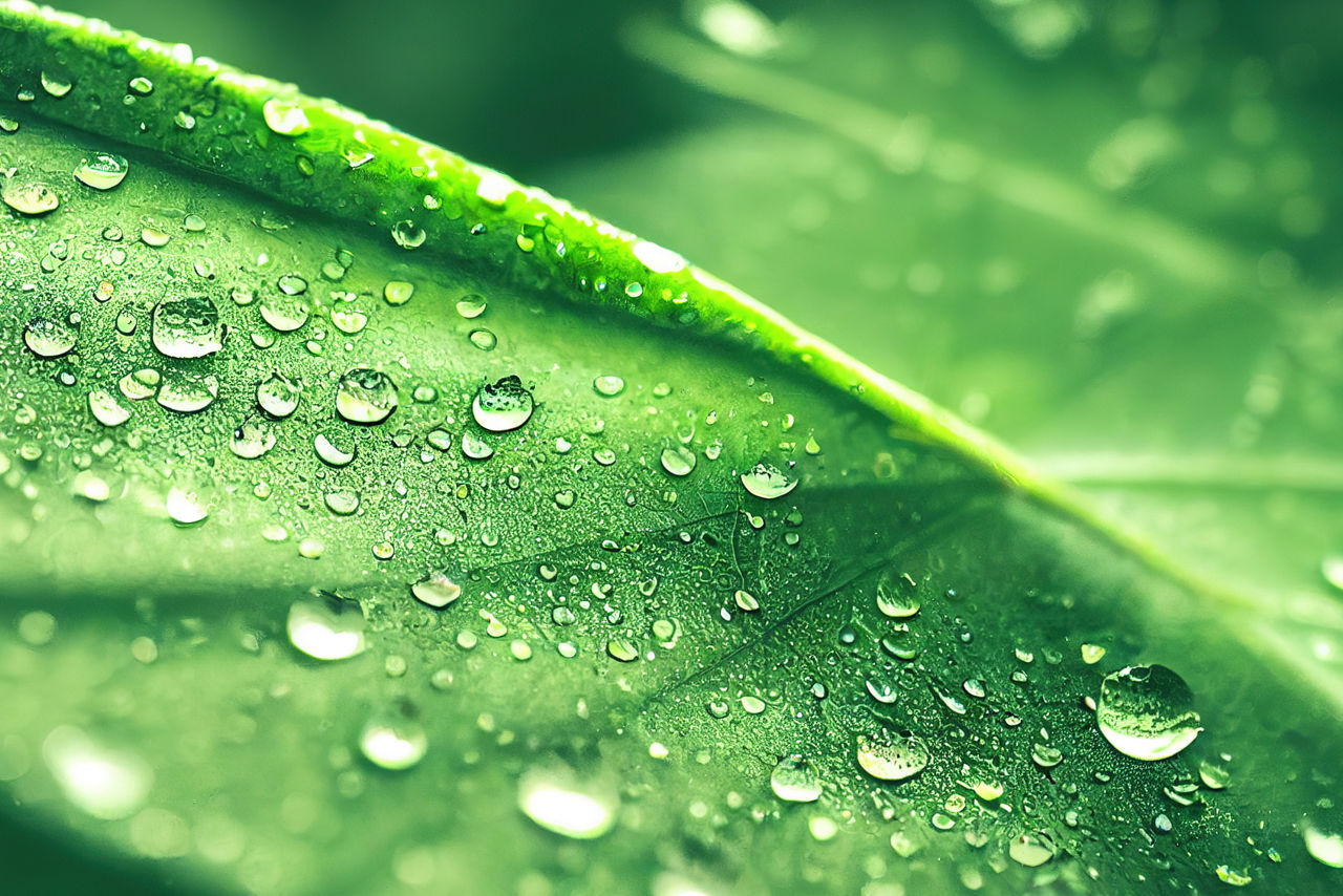 Blatt mit Wassertropfen