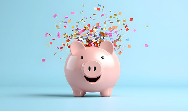 Sparschwein aus welchem Konfetti geschossen kommt