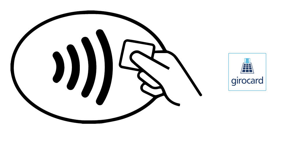 Symbole und Logos für die kontaktlose Funktion und girocard