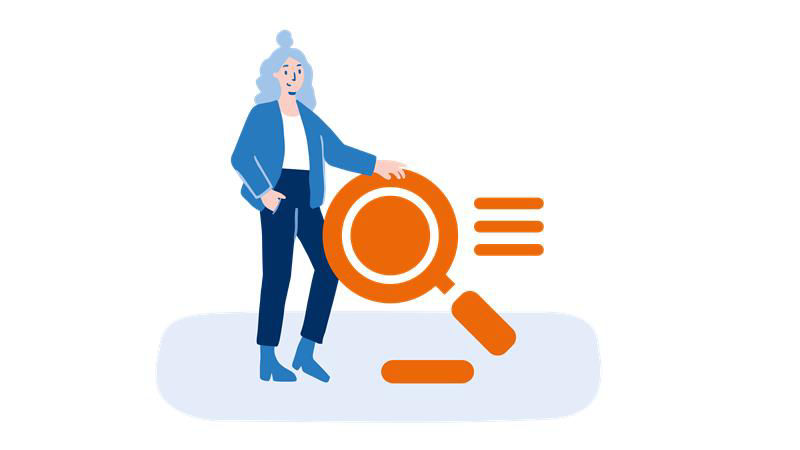 Illustration einer Person mit einer Lupe