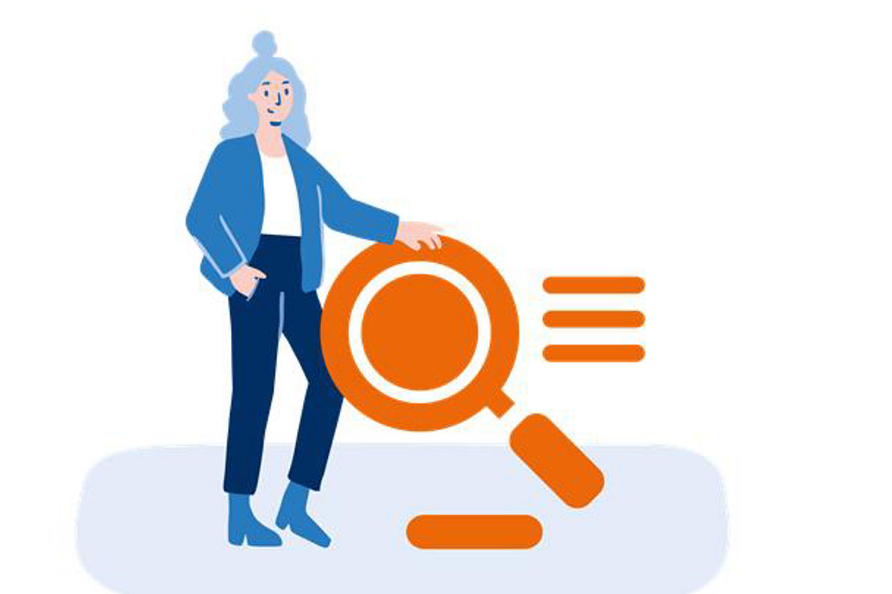 Illustration einer Person mit einer Lupe