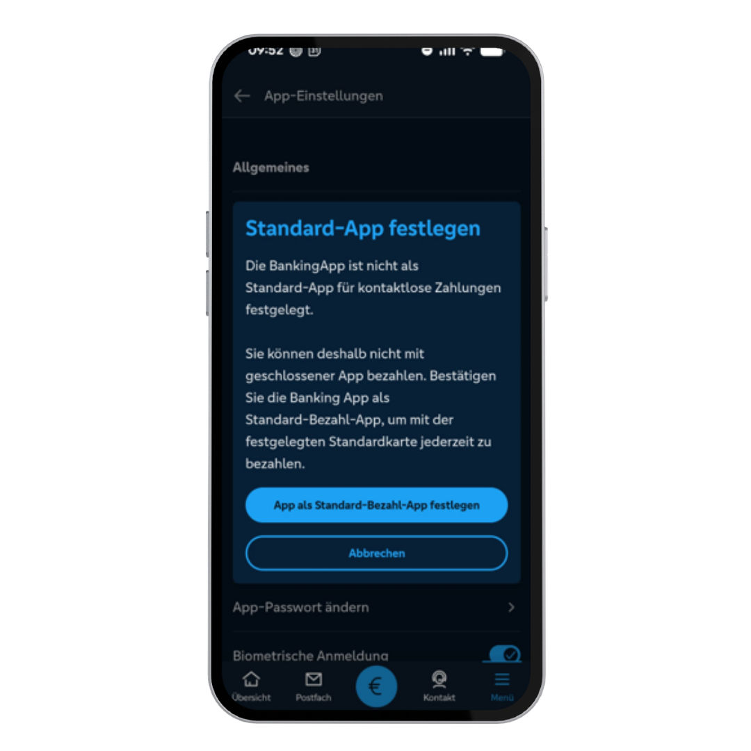 Screenshot beim Aktivierungsprozess der virtuellen girocrad in der VR Banking App.