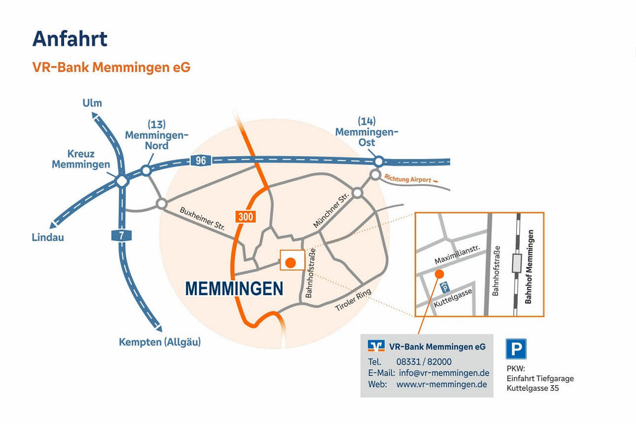 Anfahrtsskizze Hauptstelle Memmingen
