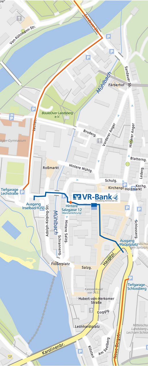 Anfahrtsskizze zum VR-Bank Haus