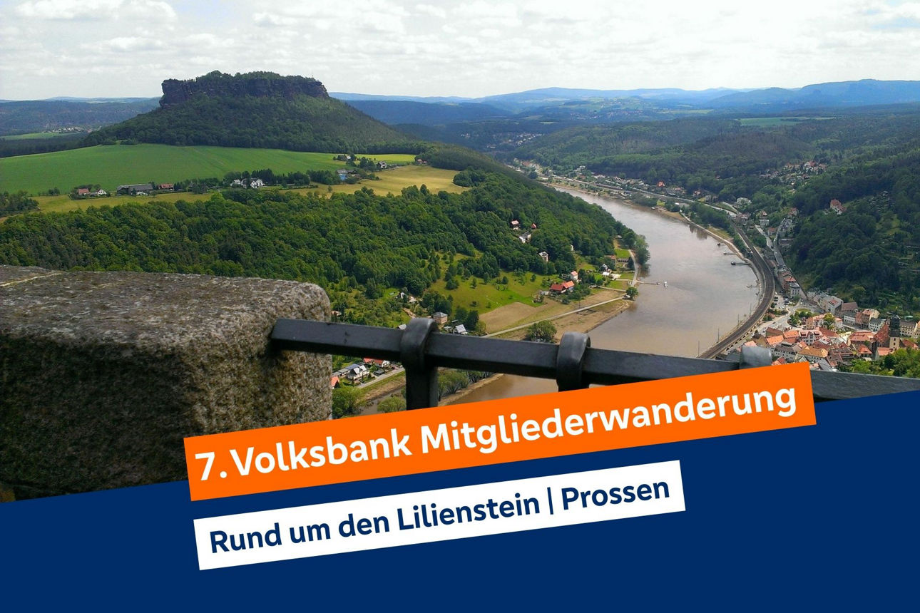 Ankündigung Wanderung mit Landschaftsbild vom Lilienstein