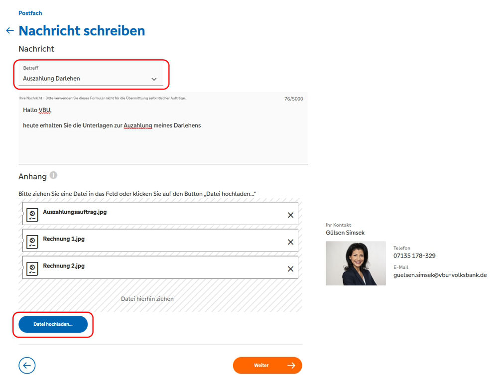 Anleitung zur Darlehensauszahlung Schritt 3