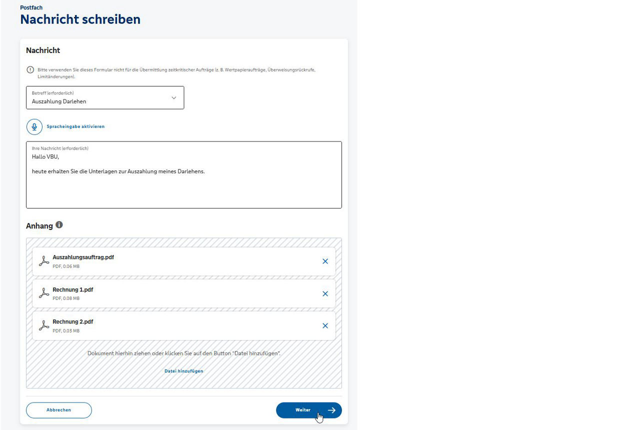 Anleitung zur Darlehensauszahlung Schritt 3