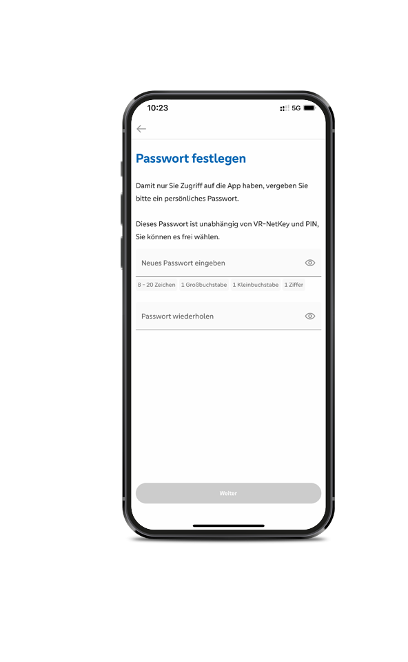 Screenshot von Passwort vergeben