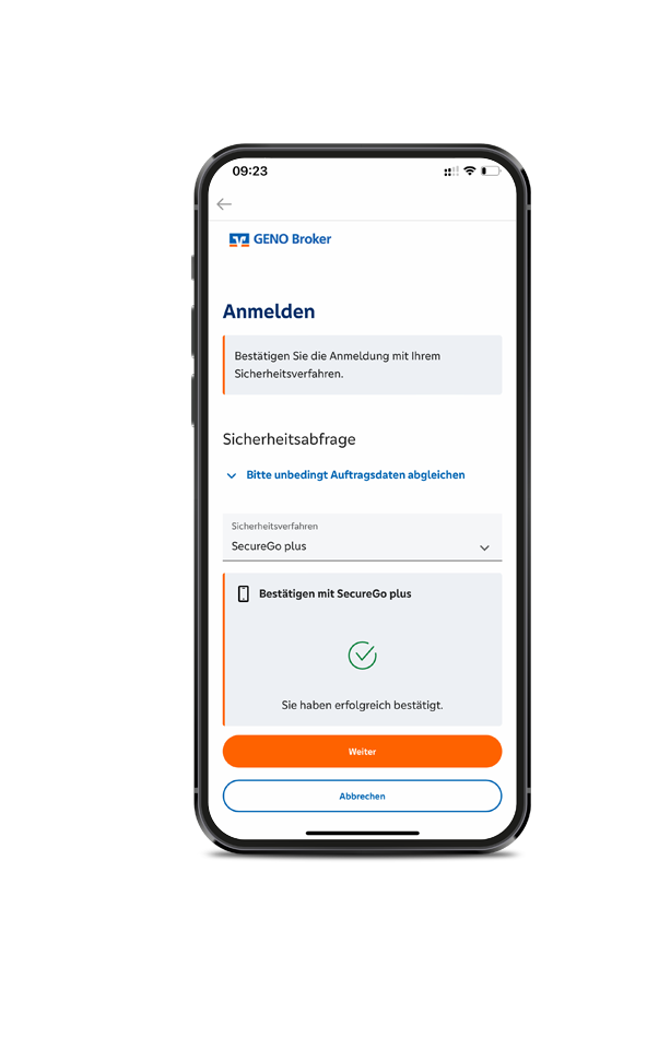 Screenshot von SecureGo bestätigen