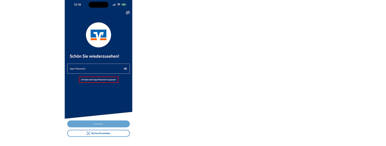 Anmeldemaske VR Banking App