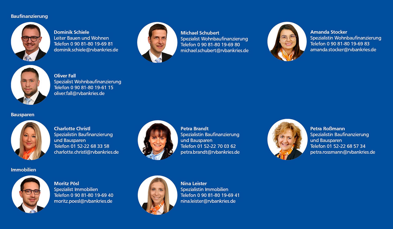 Ansprechpartner Baufinanzierung / Immobilien