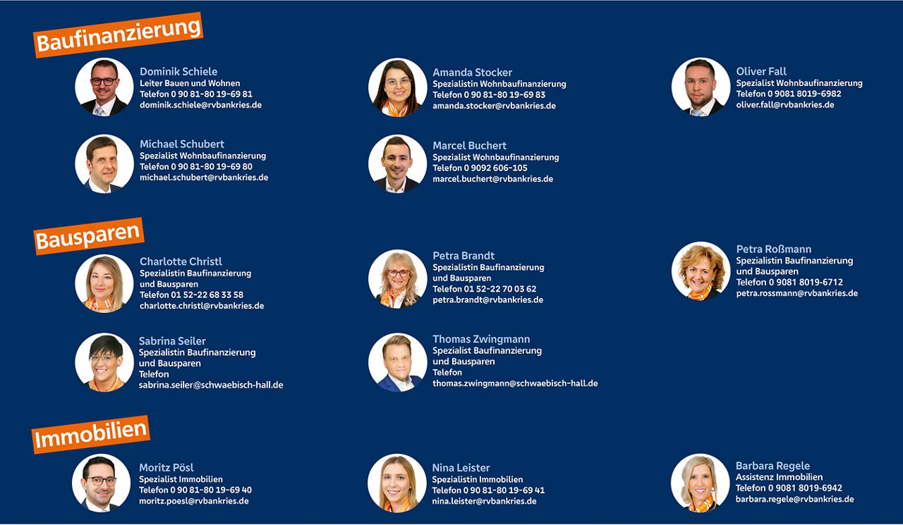 Ansprechpartner Baufinanzierung / Immobilien