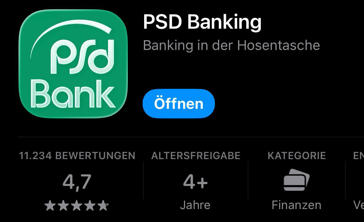 PSD Banking App im Apple Store