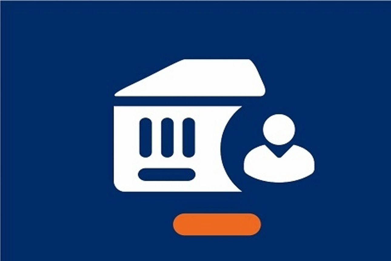 Grafische Darstellung in Form eines Icons mit einer Bank und einem Menschen