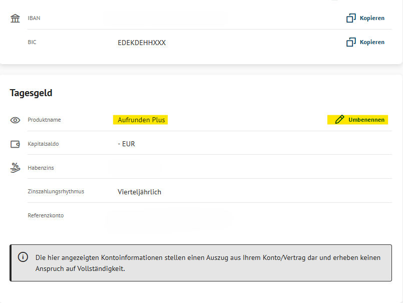 So ändern Sie den Namen Ihres AufrundenPlus Konto