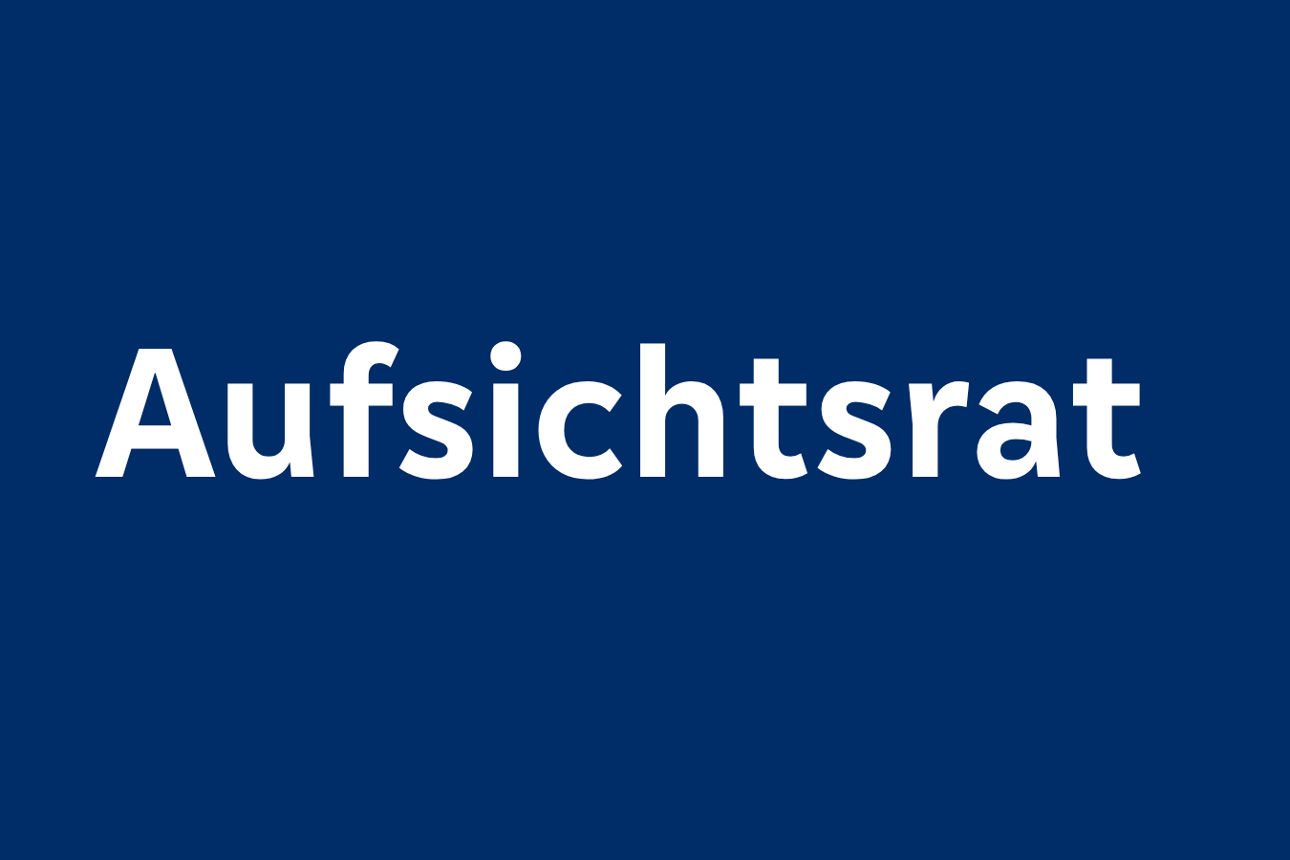 Dunklblauer Hintergrund mit weißem Text "Aufsichtsrat"