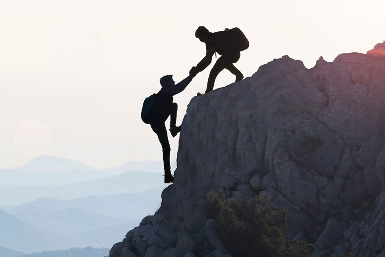 Bergsteiger auf einem Berg