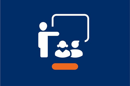 Grafische Darstellung in Form eines Icons mit einem Ausbilder und zwei Azubis