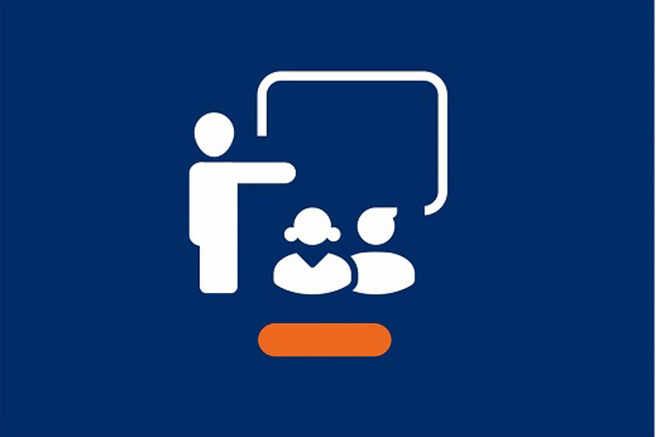 Grafische Darstellung in Form eines Icons mit einem Ausbilder und zwei Azubis