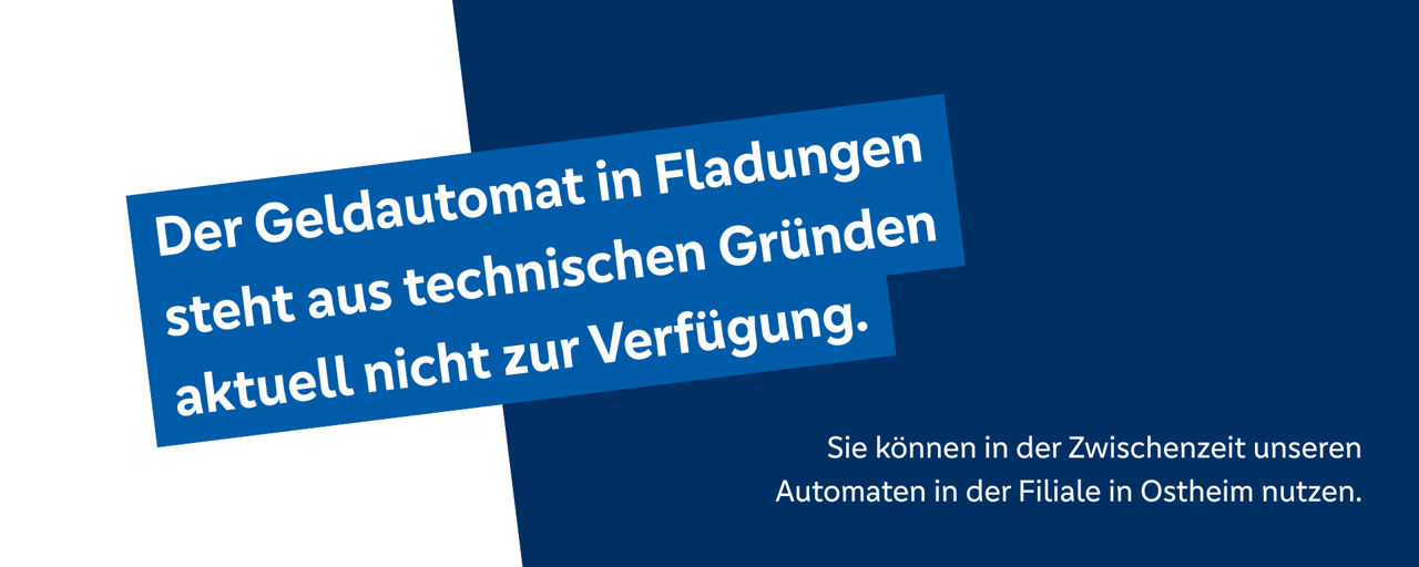 Schriftlicher Hinweis für den Ausfall eines Geldautomates