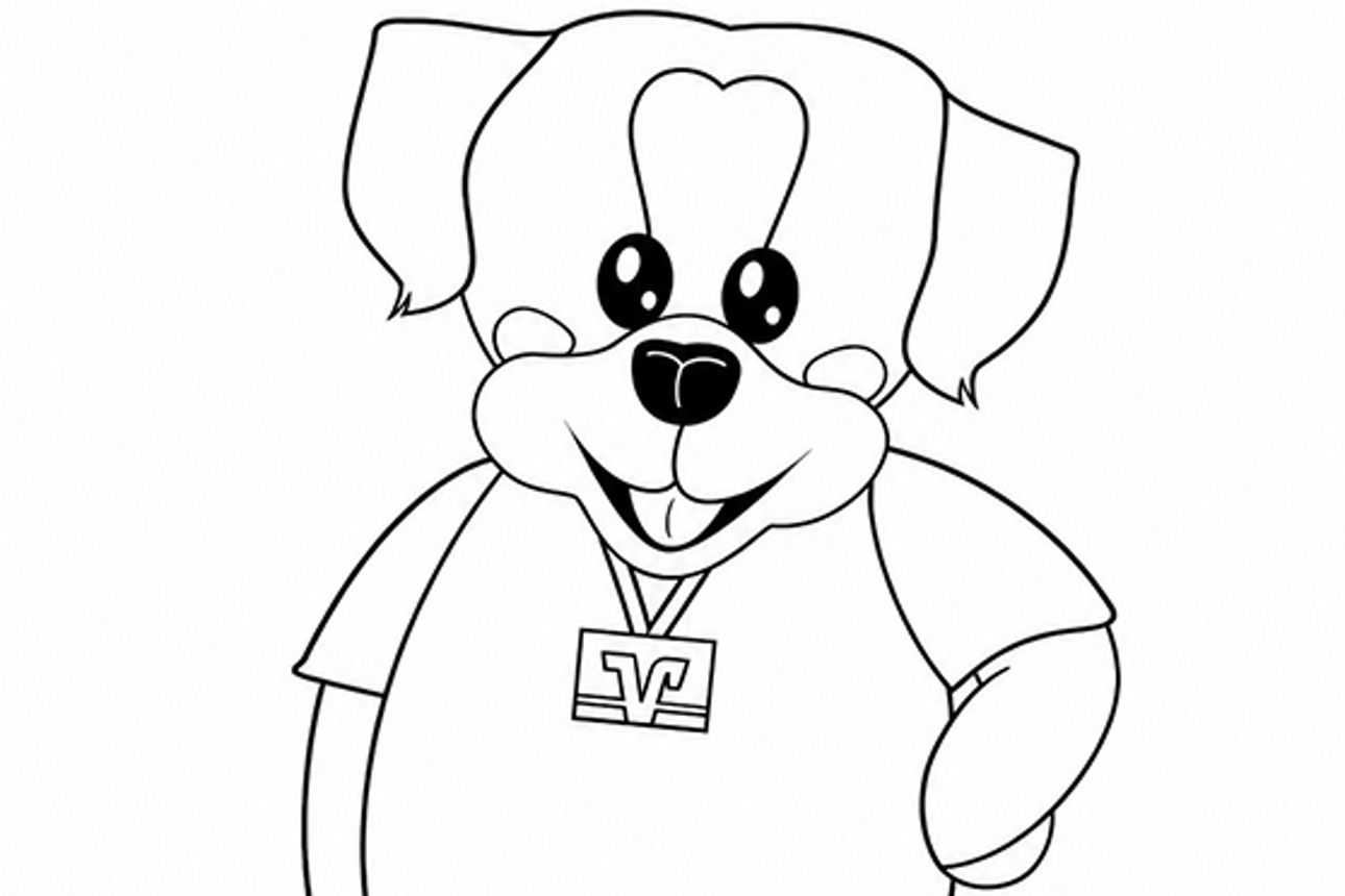 Ausmalbild von unserem Bankhund Anton im Fußball-Motiv