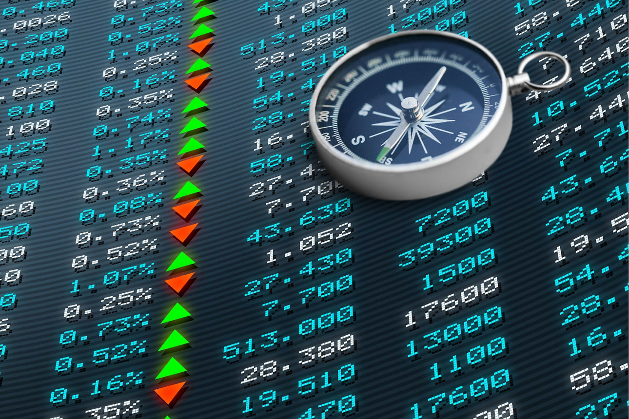Ein Kompass auf einem Chart