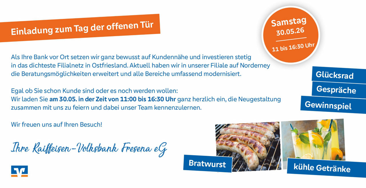 Das Team der FIliale lädt zum Tag der offenen Tür auf Norderney ein