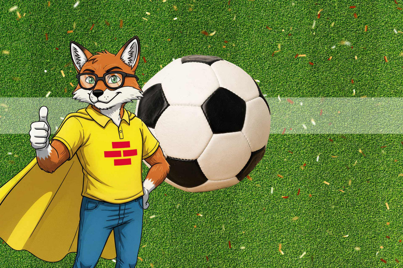 Bausparfuchs mit Fußball