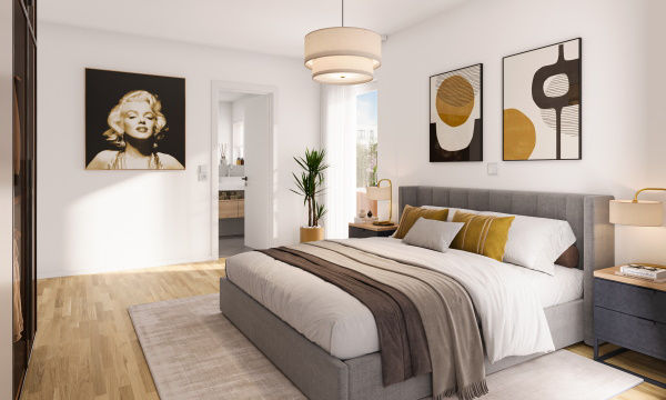 Illustration: Einrichtungsbeispiel Schlafzimmer