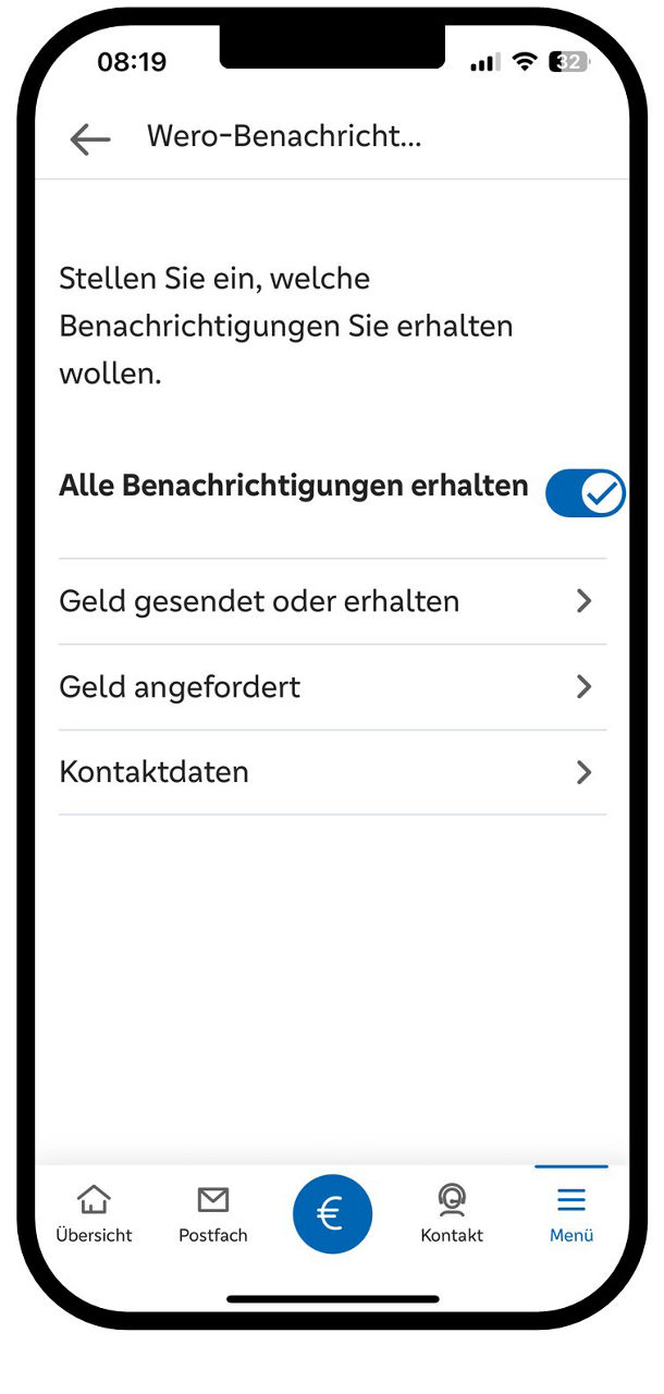 Benachrichtigungsservice zu Wero