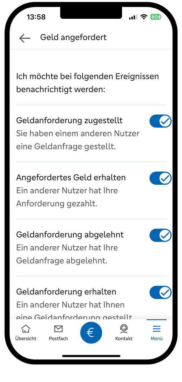 Benachrichtigungsservice Wero - Geld angefordert