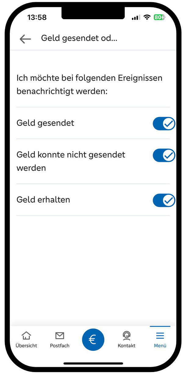 Benachrichtigungsservice Wero - Geld gesendet oder erhalten