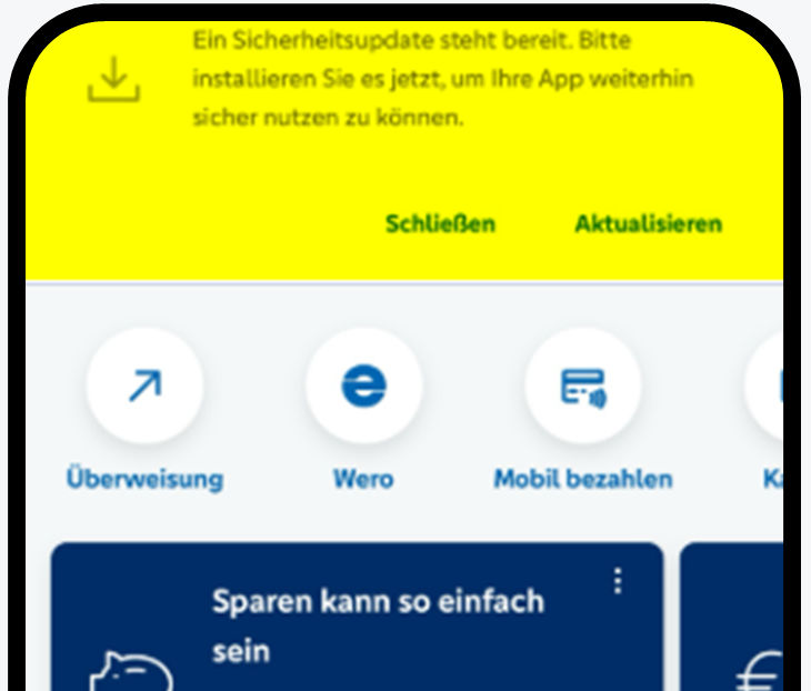Grafik zeigt Smartphone mit dem Hinweis auf das Sicherheitsupdate für Android