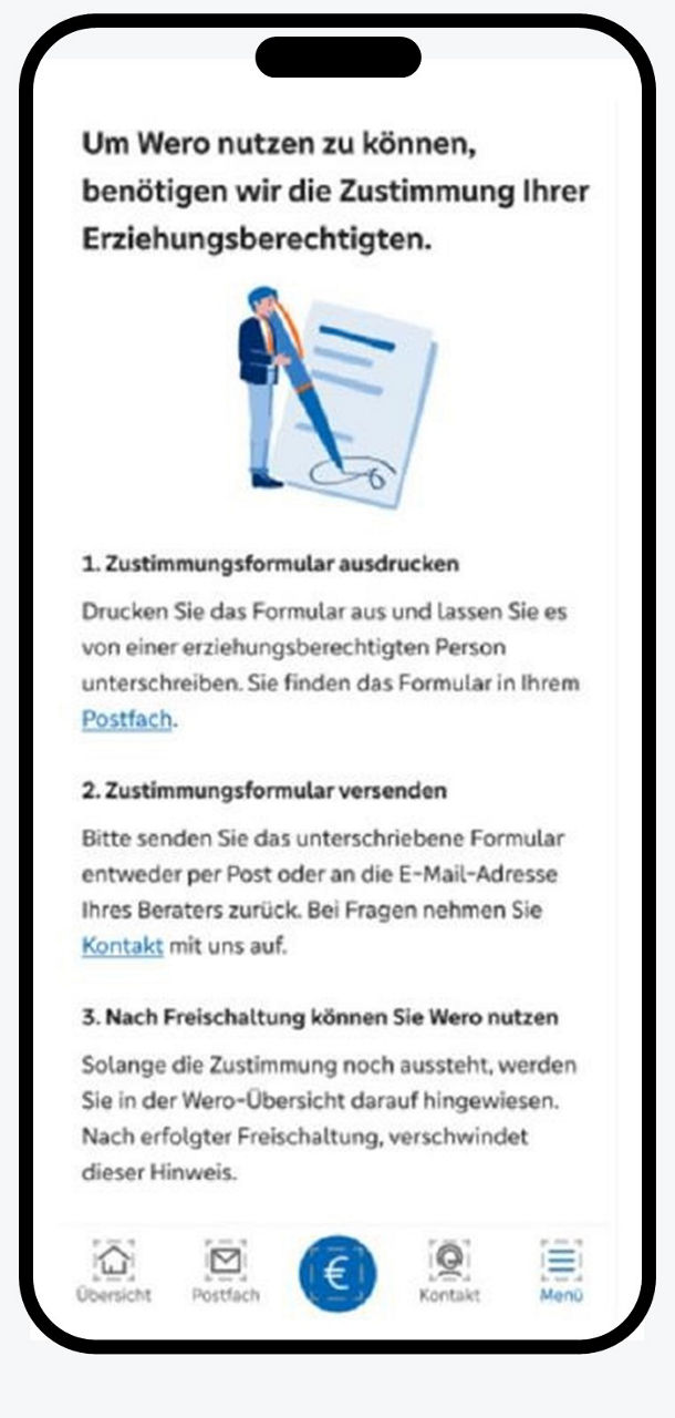 Grafik zeigt die Funktion Wero für Minderjährige