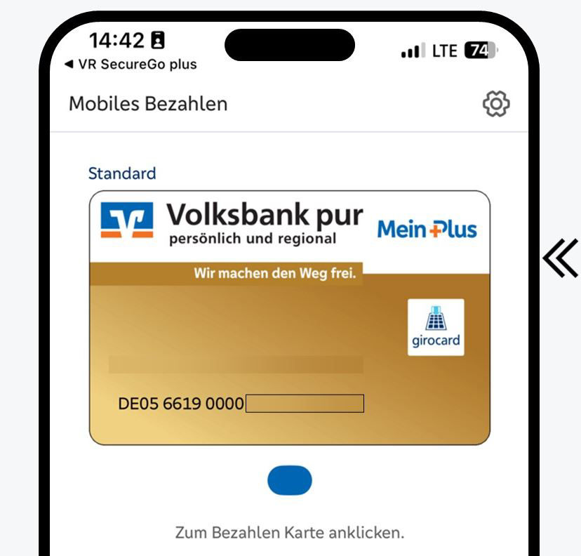 Teil eines Smartphones mit der Funktion des mobilen Bezahlen bei einem iOS-Gerät 