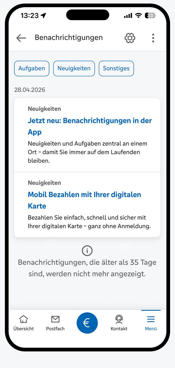Grafik zeigt Smartphone mit der Übersicht der Benachrichtigungen