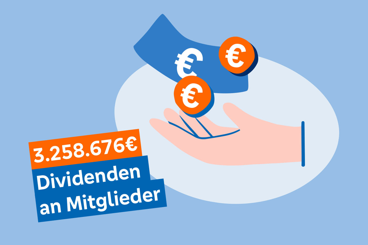Illustration, die zeigt, wie viele Dividenden an Mitglieder ausgezahlt wurden