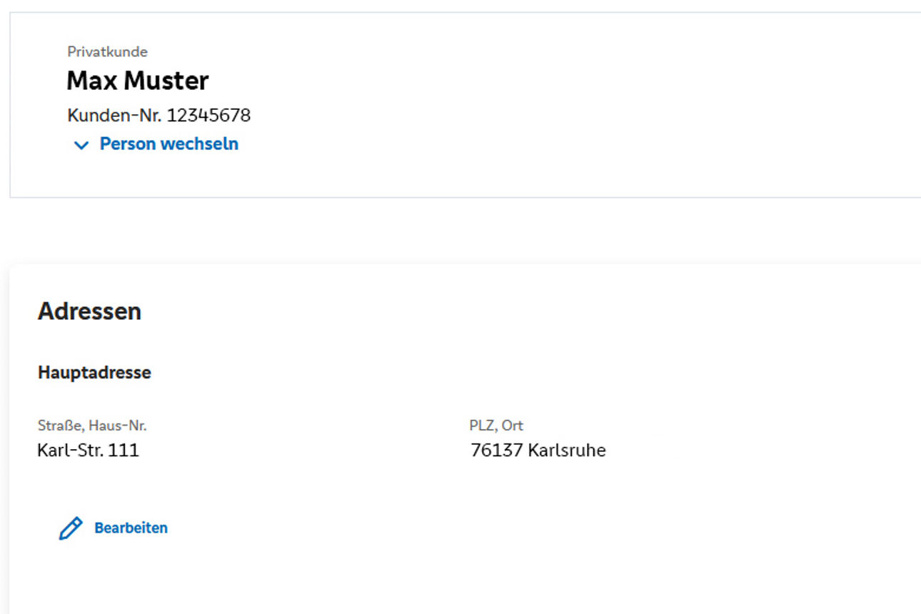 Persönliche Daten im Onlinebanking ändern