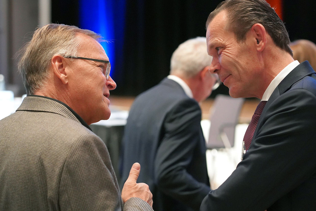 Bambergs Oberbürgermeister Andreas Starke und Vorstand Thomas Schwarz im Gespräch