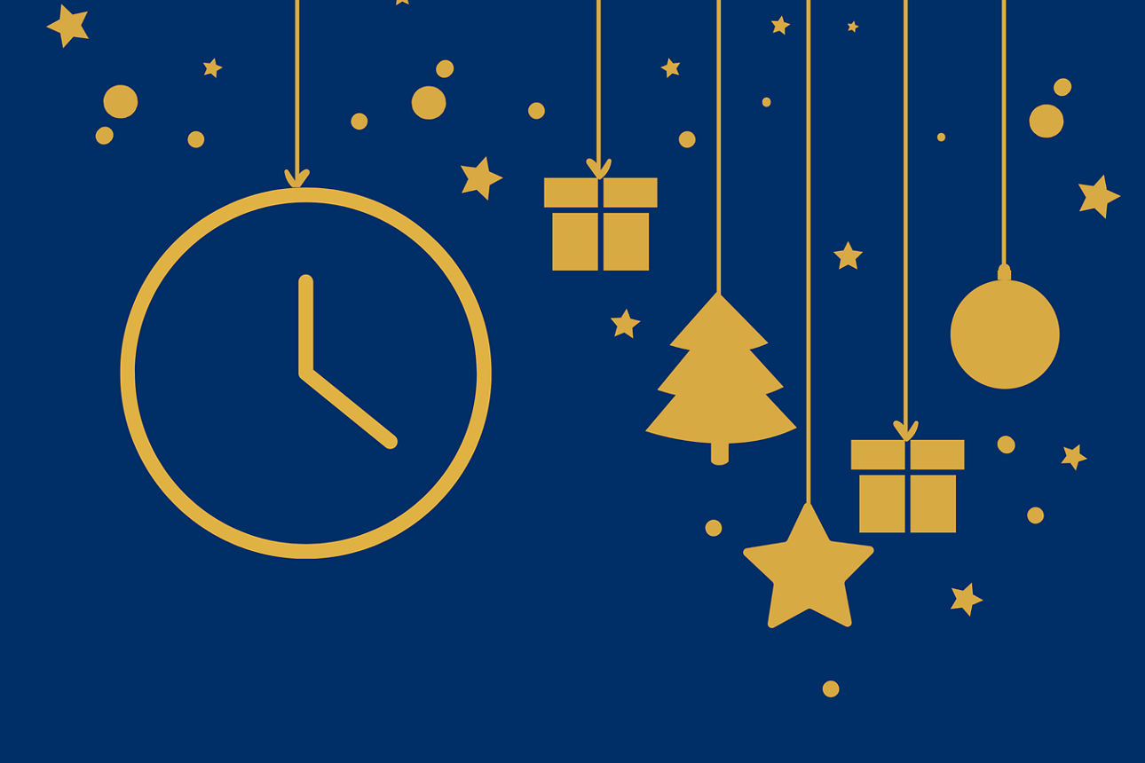 Bank-Weihnachten: Uhr als Weihnachts-Deko