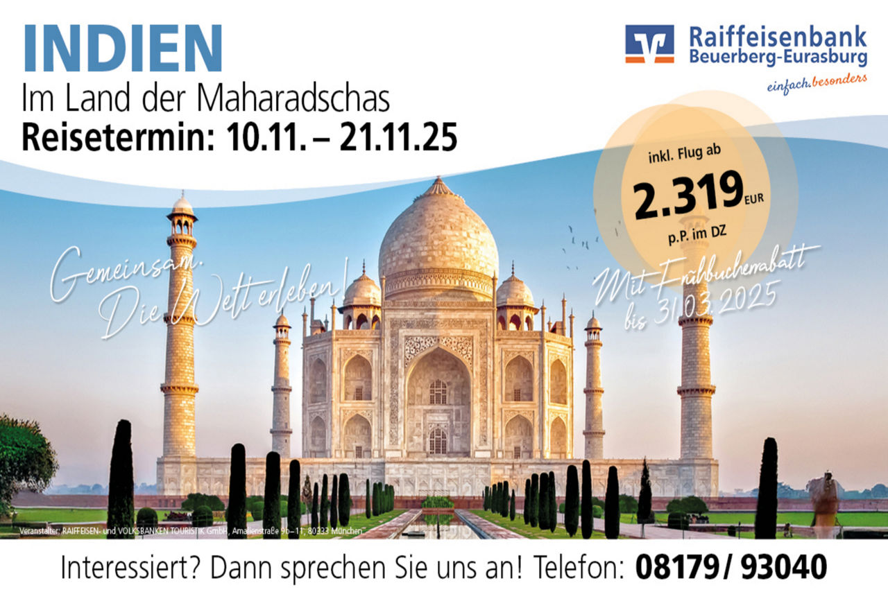 Werbung für eine Pauschalreise nach Indien mit Schwerpunkt auf den historischen Aspekten der Insel