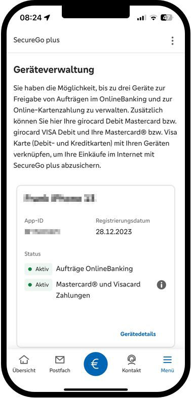 Geräteverwaltung zu SecureGo plus jetzt in der VR Banking App