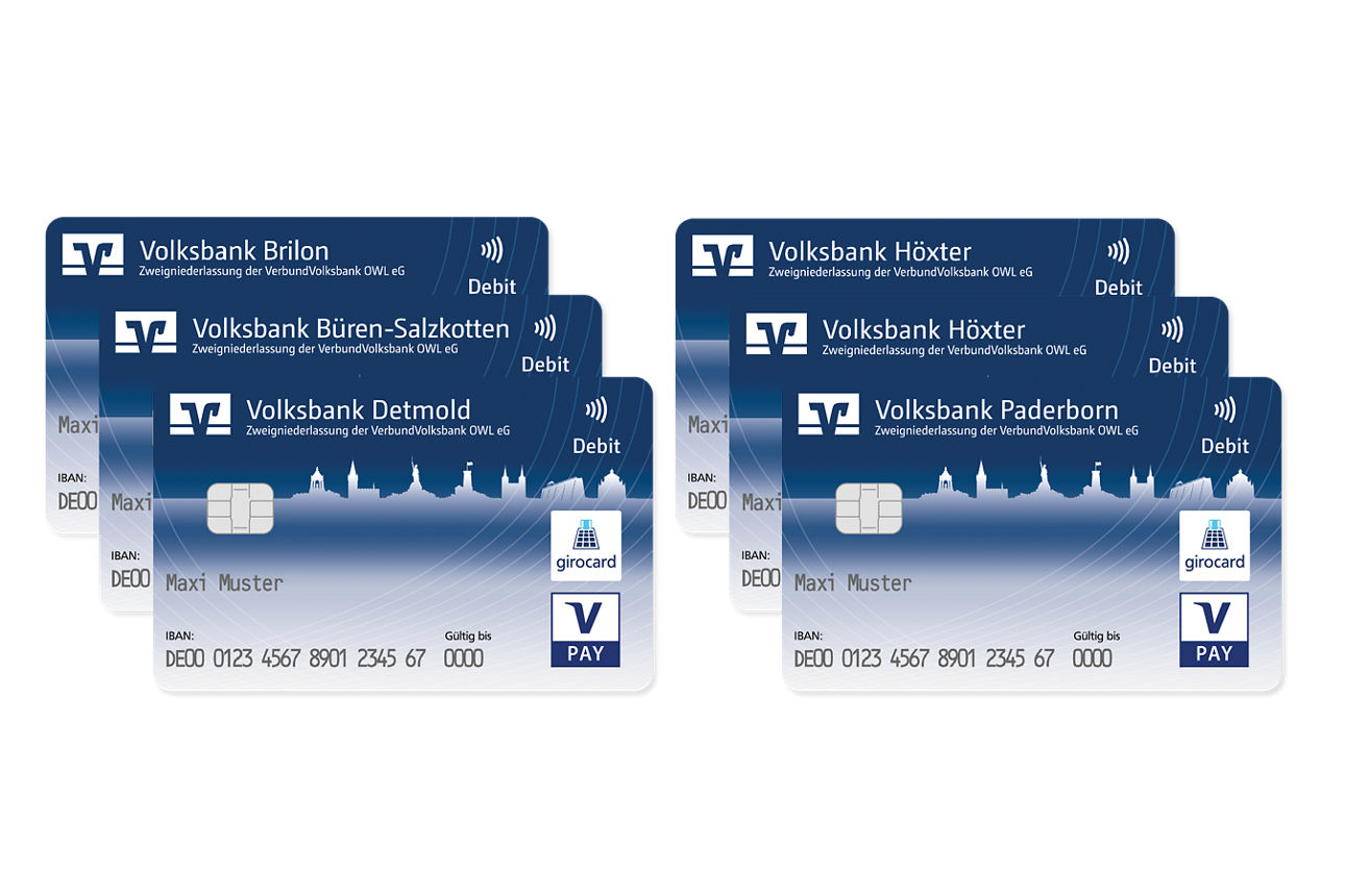 Varianten der girocard für alle Zweigniederlassungen der Zweigniederlassung Bankverein Werther