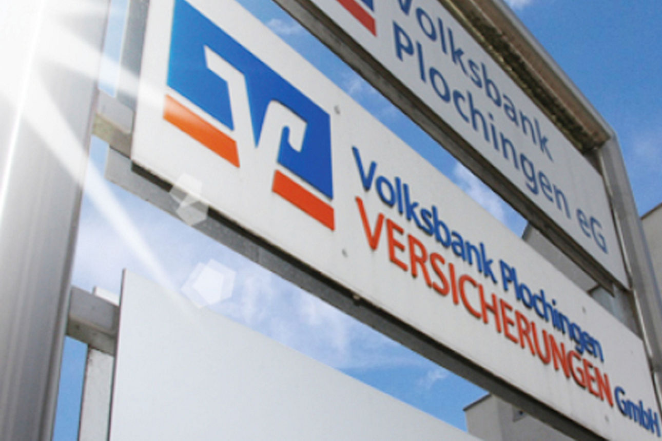Foto eines Schildes zu Volksbank Versicherungen GmbH