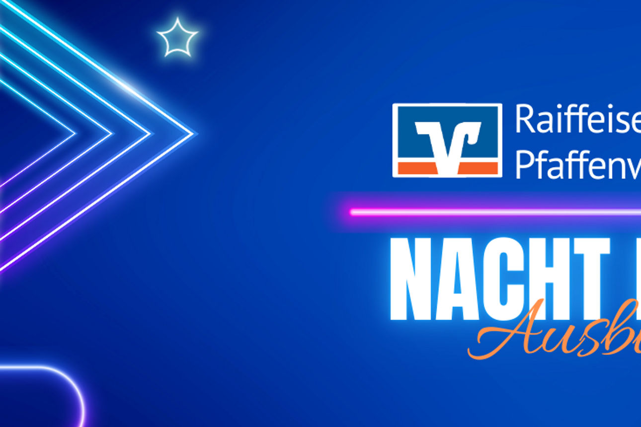 Blauer Hintergrund mit Text im vordergrund "Nacht der Ausbildung"