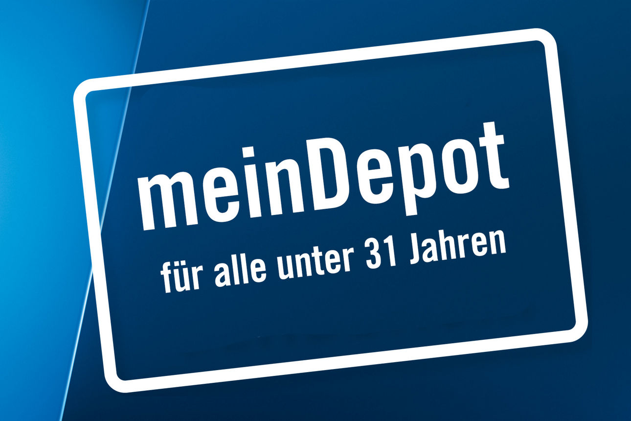 Schriftzug "meinDepot" auf blauem Hintergrund