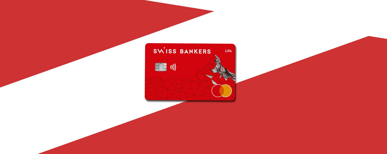 Karten Abbildung der roten BasicCard CHF auf rot-weißem Hintergrund.