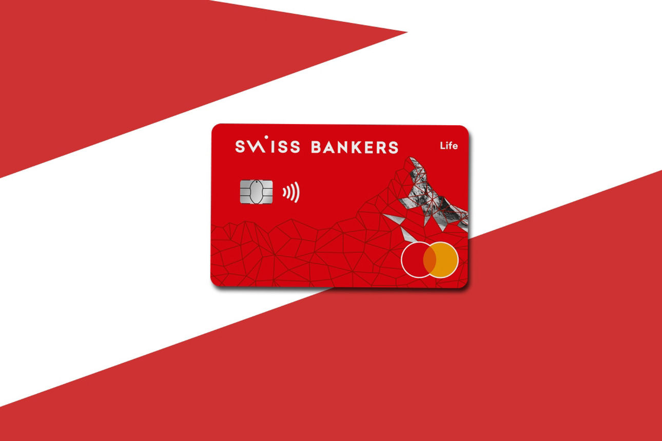 Karten Abbildung der roten BasicCard CHF auf rot-weißem Hintergrund.