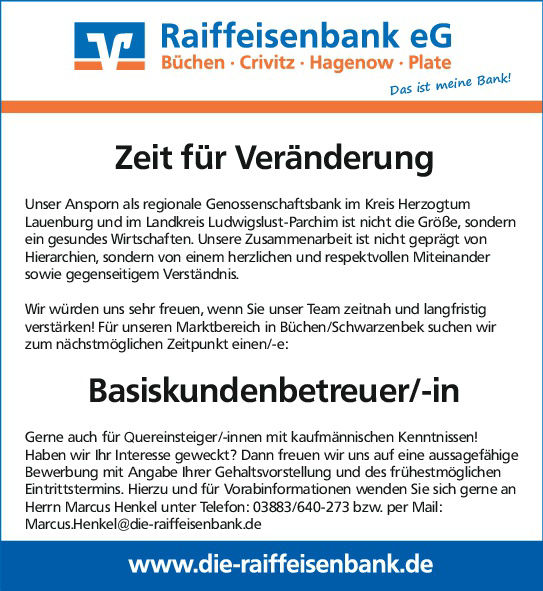 Stellenausschreibung Basiskundenbetreuer (m/w/d)